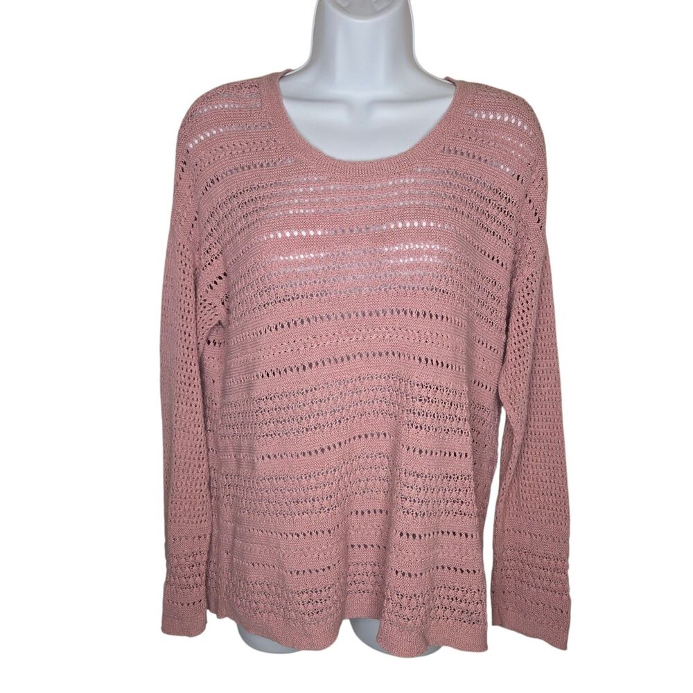 J. Jill Open Knit Stitch Pullover Sweater Dusty Rose Pink Women's Size S